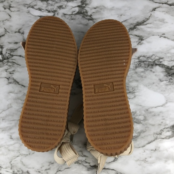 NEW Puma Cream Fenty Bandana Leather Laced Bow Flats Shoes - Picture 8 of 8
